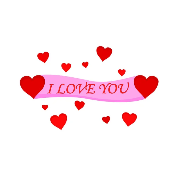 Krásné Láska Text Nápisu Ikonou Červené Srdce — Stockový vektor