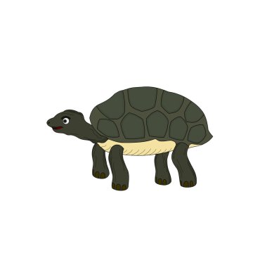 İzole eski kaplumbağa hayvan stand, illüstrasyon karikatür olduğunu