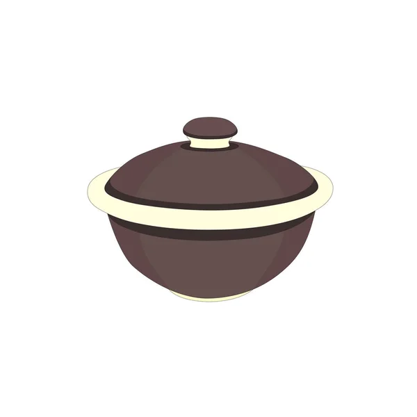 Απομονωμένη Καφέ Τσάι Κεραμικό Μπολ Επιτραπέζια Σκεύη Εικονογράφηση Εικόνα — Διανυσματικό Αρχείο