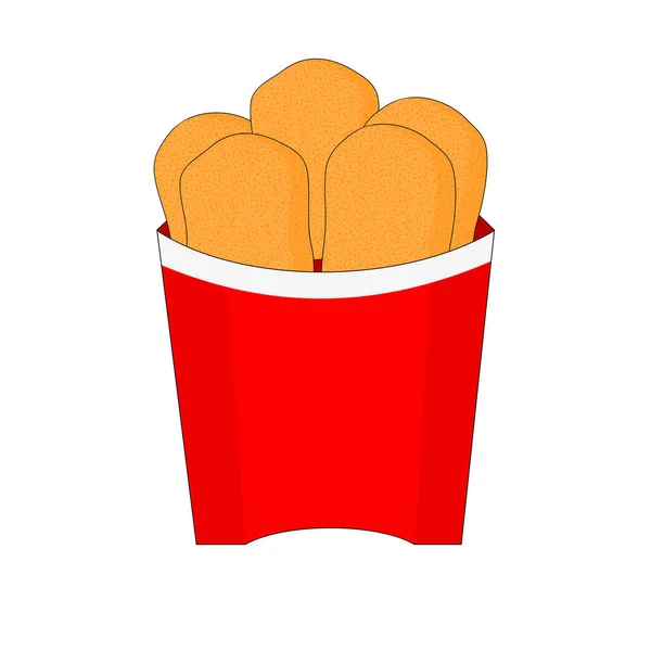 Isolierte Köstliche Fast Food Chicken Nuggets Box Illustration Symbol — Stockvektor