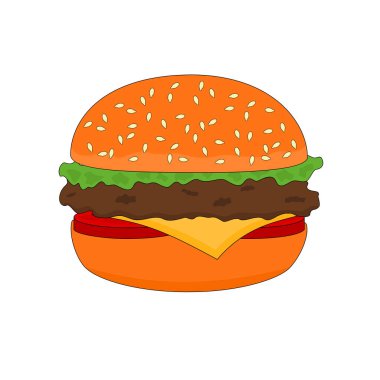 İzole lezzetli lokanta peynirli hamburger, vektör simgesi