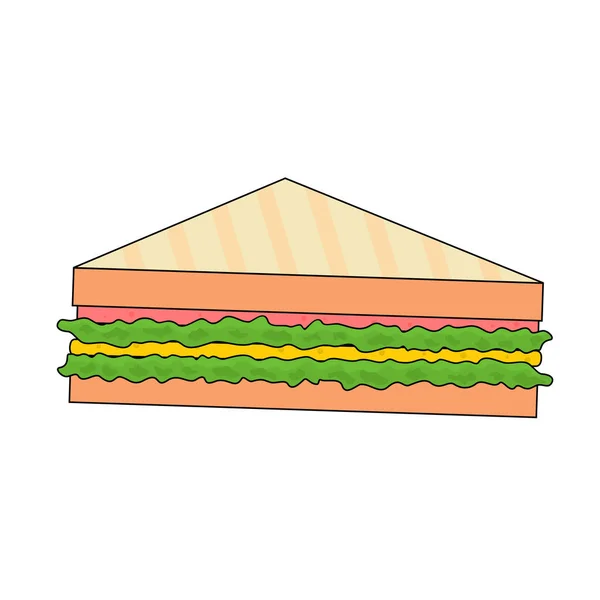 Aislado Delicioso Sándwich Parrilla Comida Rápida Icono Vector — Vector de stock