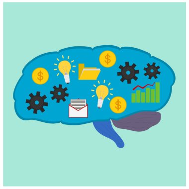 Beyin organ görüntü iş süreci fikri kavramlar, illüstrasyon simge