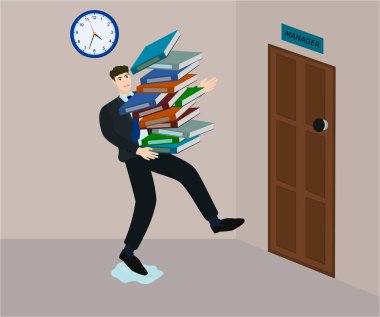 Çalışan, son başvuru süresi içinde yöneticiye birçok belge yiyebilmek için çalışırken tökezler