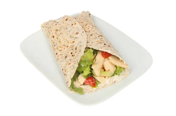Chicken Salad Wrap Plate Isolated White — Stock Photo, Image