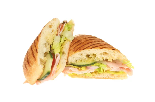 Porzioni Panini Porchetta Insalata Isolate Contro Bianco — Foto Stock