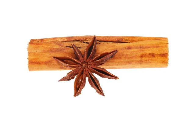 Cinnamon Star Anise Isolated White — Stock Photo, Image