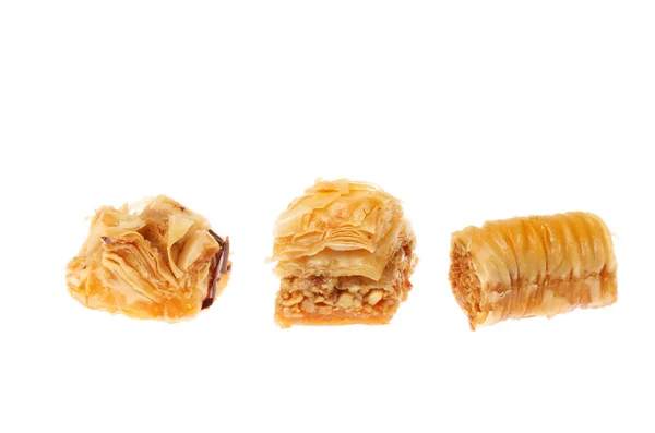 Three Baklava Sweets Isolated White — Stock Photo, Image