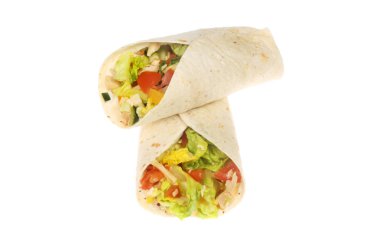 Beyaz karşı izole tavuk ve salata tamamladı