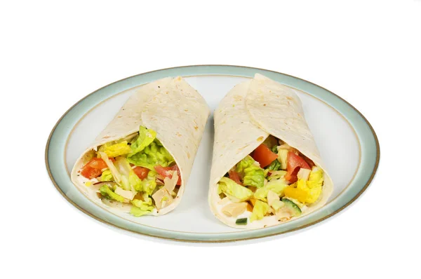 Chicken Salad Wraps Plate Isolated White — Stock Photo, Image