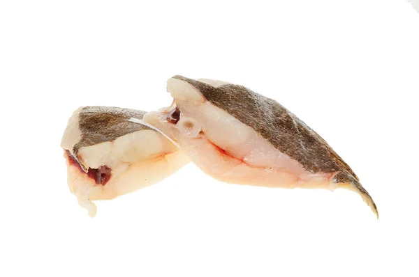Two Raw Brill Fish Cutlets Isolated White — Stock Photo, Image
