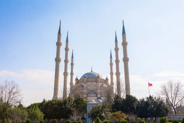 Mosquée Islamique Avec Palmiers Adana Seyhan Ville Turquie Ciel Bleu — Photo