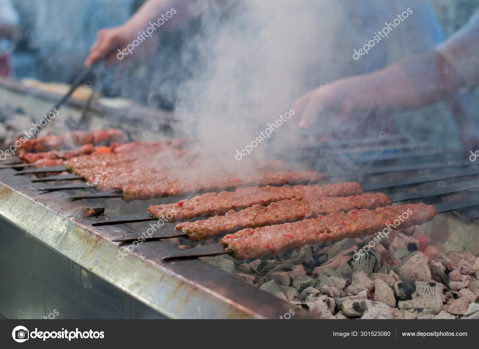 Traditional Turkish Adana Kebab Kebap Grill Skewers Restaurant