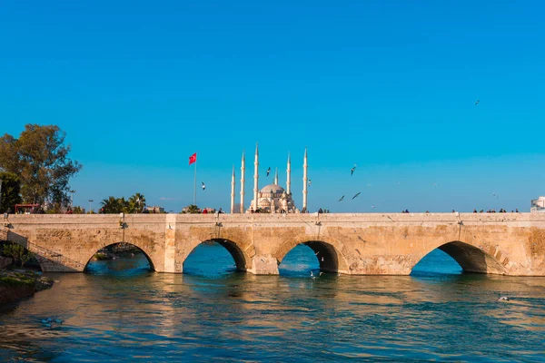 Sabanci Central Mosque Stone Bridge Adana Tyrkia Adana City Med – stockfoto