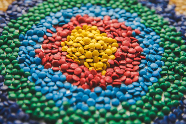 Industrial Colorful Polymeric Dye Plastic Pellets Colorant Plastics Pigment Plastic — Stock Photo, Image