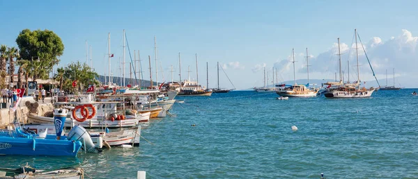 Vista Del Puerto Deportivo Bodrum Veleros Yates Playa Ciudad Bodrum — Foto de Stock