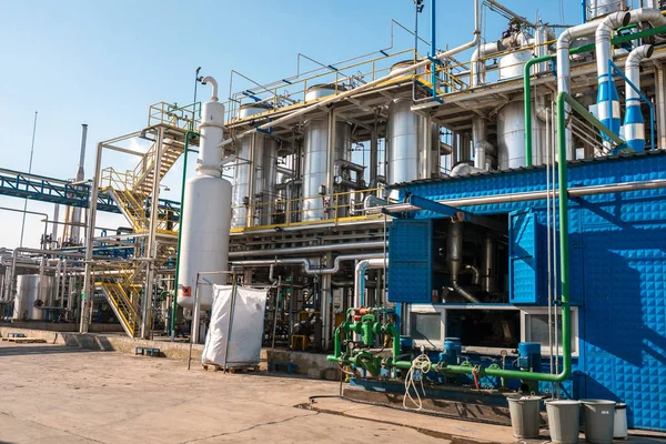 Planta Fábrica Instalação Indústria Química Refinaria Petróleo Gás Fábrica Tubos — Fotografia de Stock