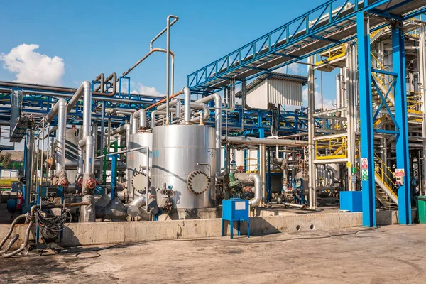 Planta Fábrica Instalación Industria Química Refinería Petróleo Gas Fábrica Tuberías —  Fotos de Stock