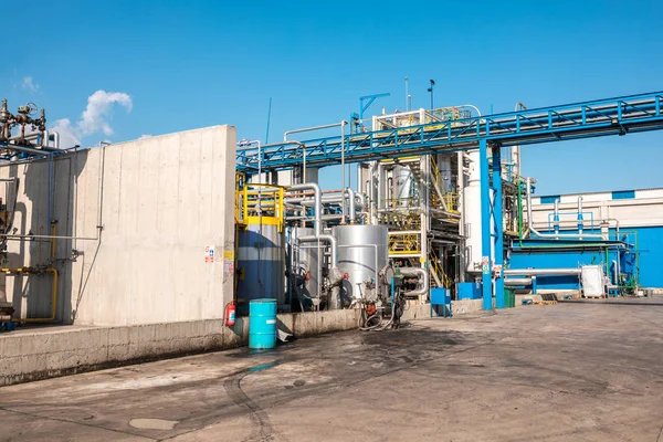 Planta Fábrica Instalación Industria Química Refinería Petróleo Gas Fábrica Tuberías —  Fotos de Stock