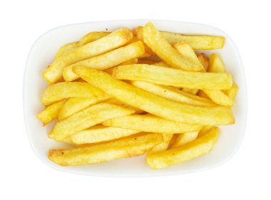 Üstten beyaz arka plan üzerinde izole patates kızartması