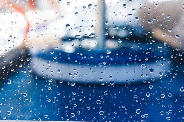 Imagem Conceito Lavagem Limpeza Com Gotas Vidro Água Gotas Chuva — Fotografia de Stock