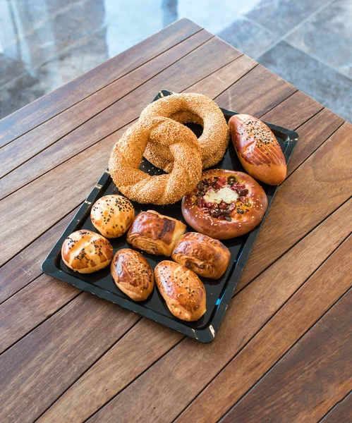 Los Bagels Turcos También Conocidos Como Simit Panadería Tradicional Turca —  Fotos de Stock