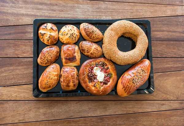 Turkish Bagels Also Known Simit Traditional Turkish Bakery Pastry Products — Stock Photo, Image