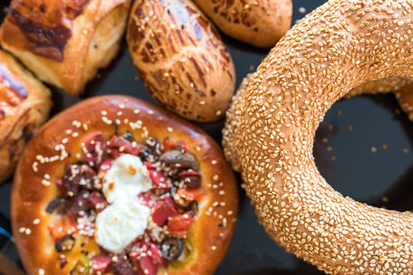 Los Bagels Turcos También Conocidos Como Simit Panadería Tradicional Turca —  Fotos de Stock