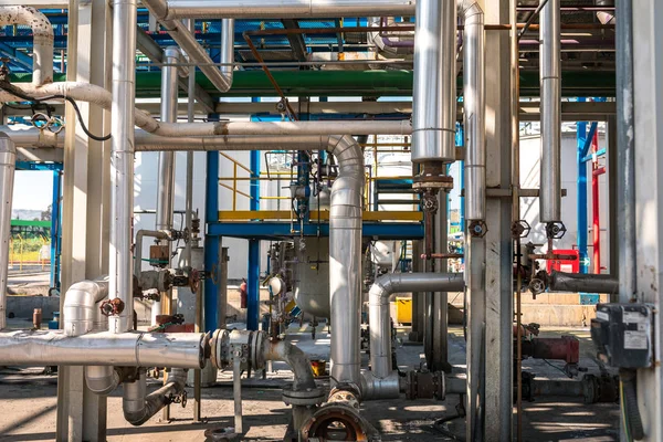 Fabryka Lub Zakład Przemysłu Chemicznego Rafineria Ropy Naftowej Gazu Fabryce — Zdjęcie stockowe