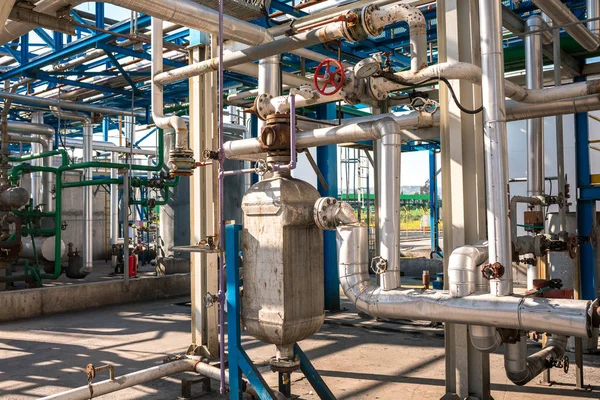 Planta Fábrica Instalación Industria Química Refinería Petróleo Gas Fábrica Tuberías — Foto de Stock