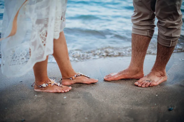 Bride Groom Wedding Beach Arrangement Setting Wedding Beach Seaside Love — Stock Photo, Image