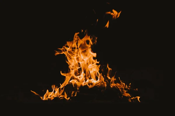 Flammen Vereinzelt Auf Schwarzem Hintergrund Hochauflösendes Holz Feuer Flammen Sammlung — Stockfoto