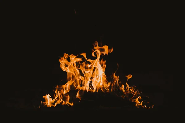 Fire Flames Isolated Black Background High Resolution Wood Fire Flames — Stock Photo, Image