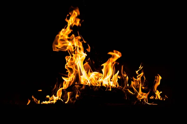 Fekete Alapon Izolált Tűzlángok Nagy Felbontású Tűz Lángok Gyűjtemény Füst — Stock Fotó