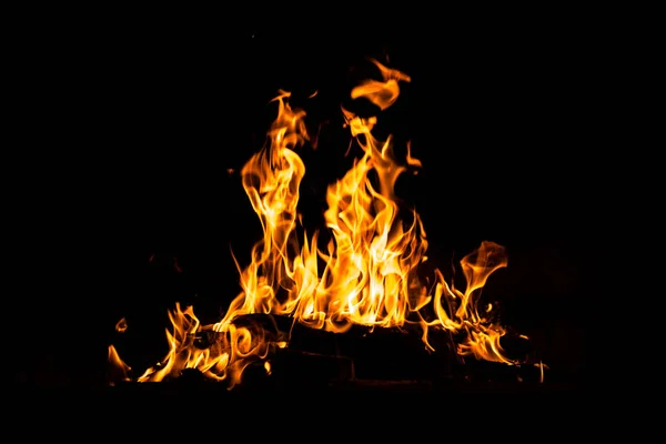 Ogień Odizolowany Czarnym Tle Wysoka Rozdzielczość Drewno Ogień Płomienie Kolekcja — Zdjęcie stockowe
