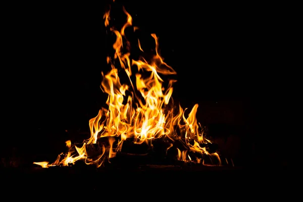Огненное Пламя Изолировано Черном Фоне Высокое Разрешение Дров Пламя Коллекция — стоковое фото