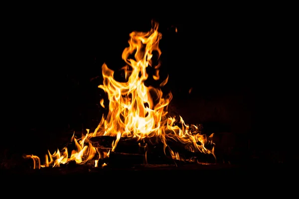 Огненное Пламя Изолировано Черном Фоне Высокое Разрешение Дров Пламя Коллекция — стоковое фото