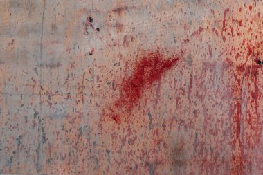 Eski, kirli, paslı, yıpranmış, paslı kırmızı metal veya demir plaka desenli arka plan. Endüstriyel arka plan yapısı. Paslı metal plaka.