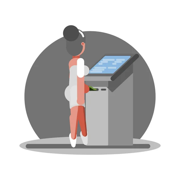 Vieille femme utilisant ATM — Image vectorielle