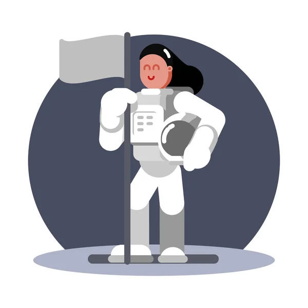 フラグが立っている女性宇宙飛行士 — ストックベクタ
