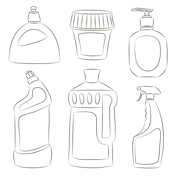 Raccolta bottiglie detergenti — Vettoriale Stock
