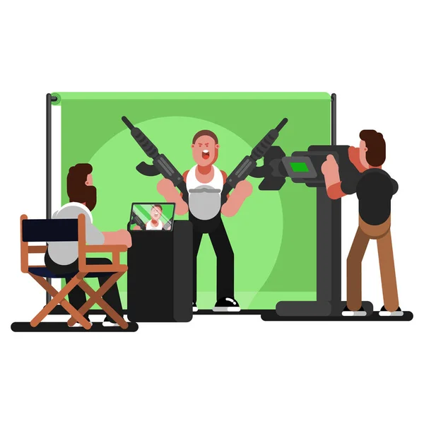 Crew filming a video — Stock Vector