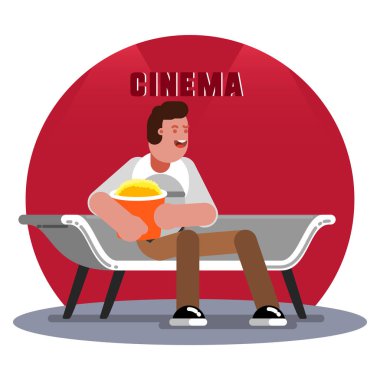 Sinema oturum için bekleyen adam