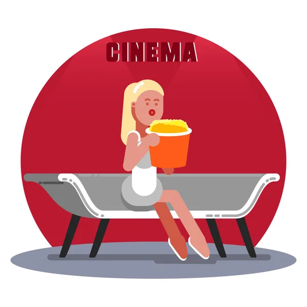 Kobieta czeka na kinie — Wektor stockowy