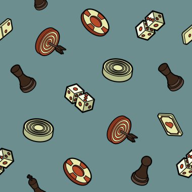 Masa oyunu renkli anahat izometrik desen