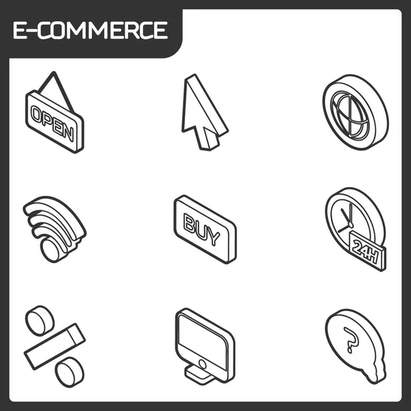 Icone isometriche dello schema e-commerce — Vettoriale Stock