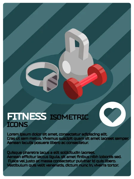 Fitness kleur isometrische poster — Stockvector