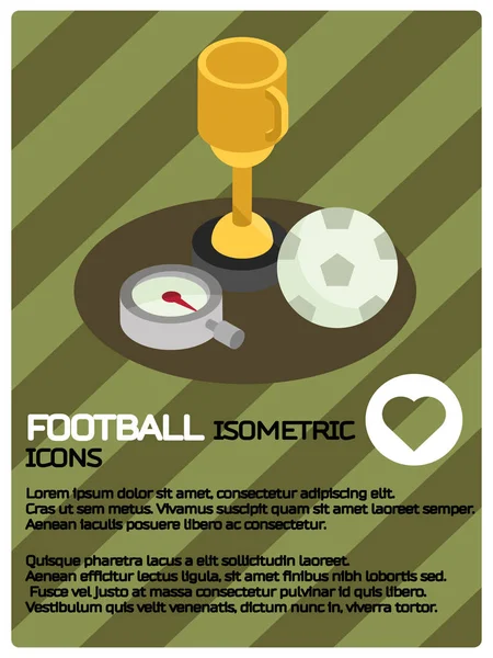 Futebol cor cartaz isométrico — Vetor de Stock
