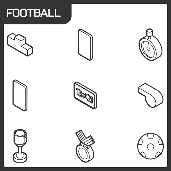 Futebol esboço ícones isométricos — Vetor de Stock