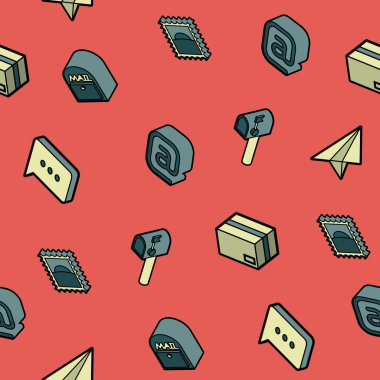 Posta renk anahat izometrik desen